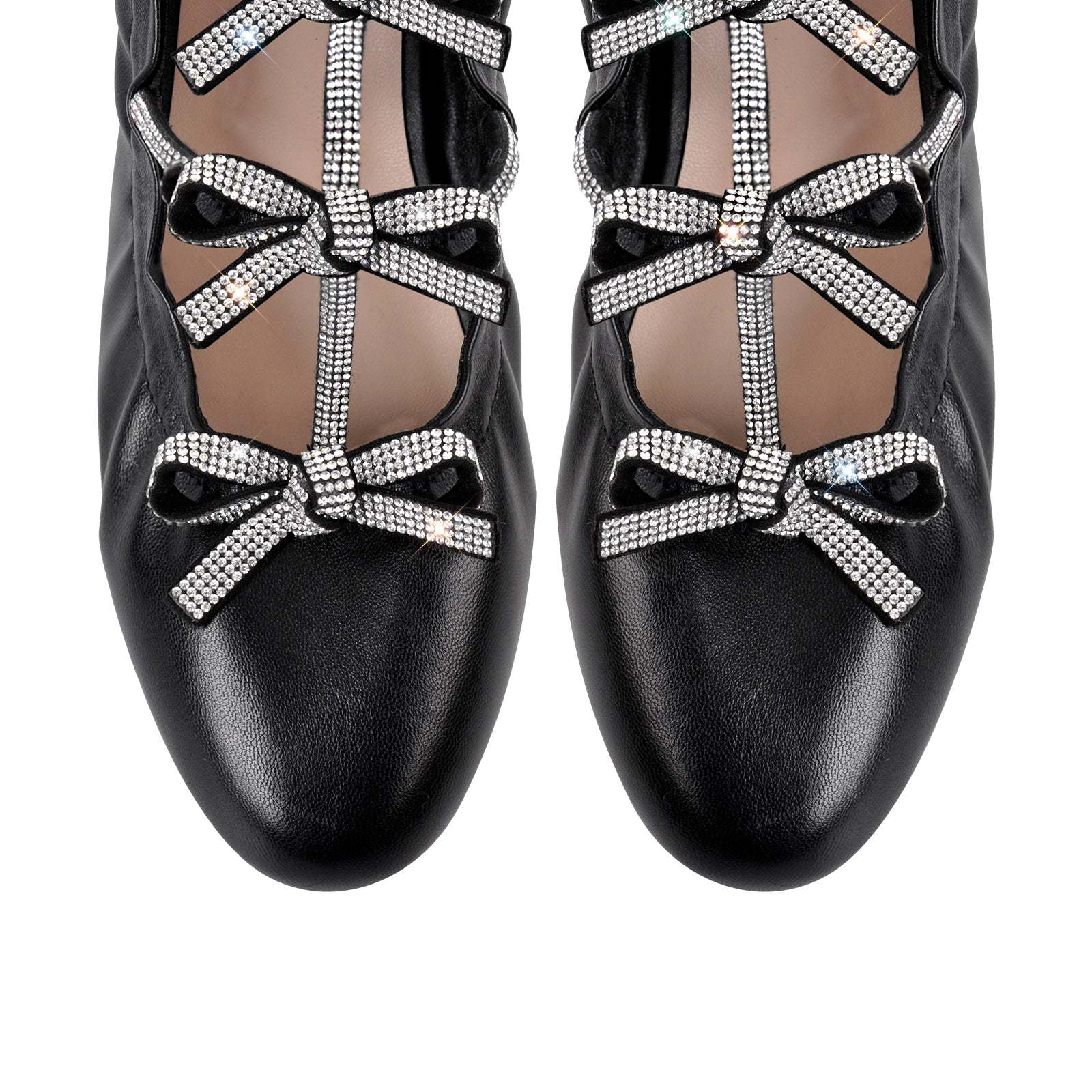 Flache Pumps Gothische Schuhe Mary Janes verzierte Strass Fliege