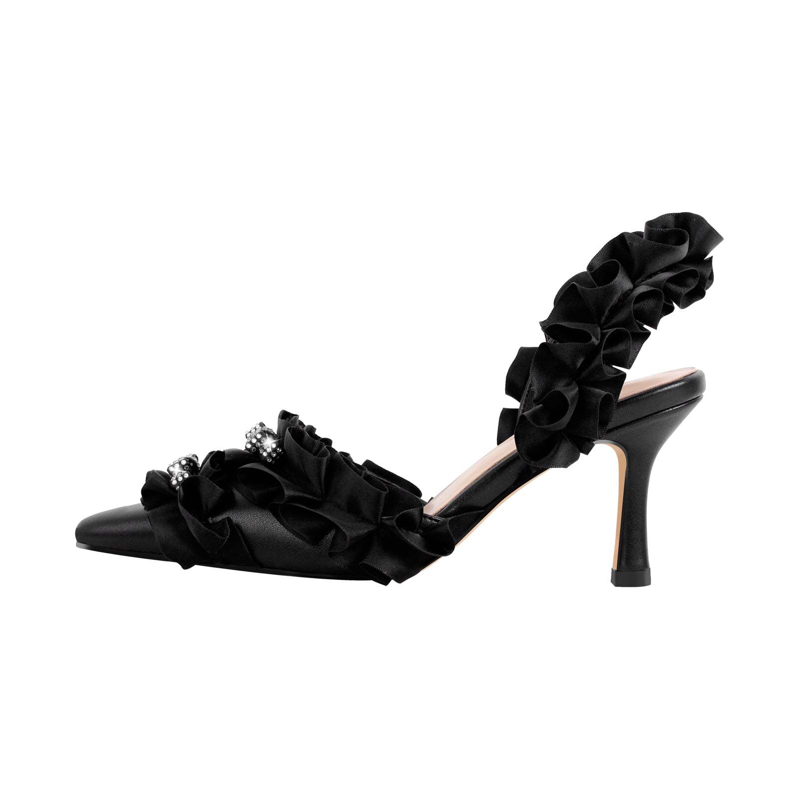 Slingbacks Absatzschuhe High Heels Abendschuhe Seide Strass