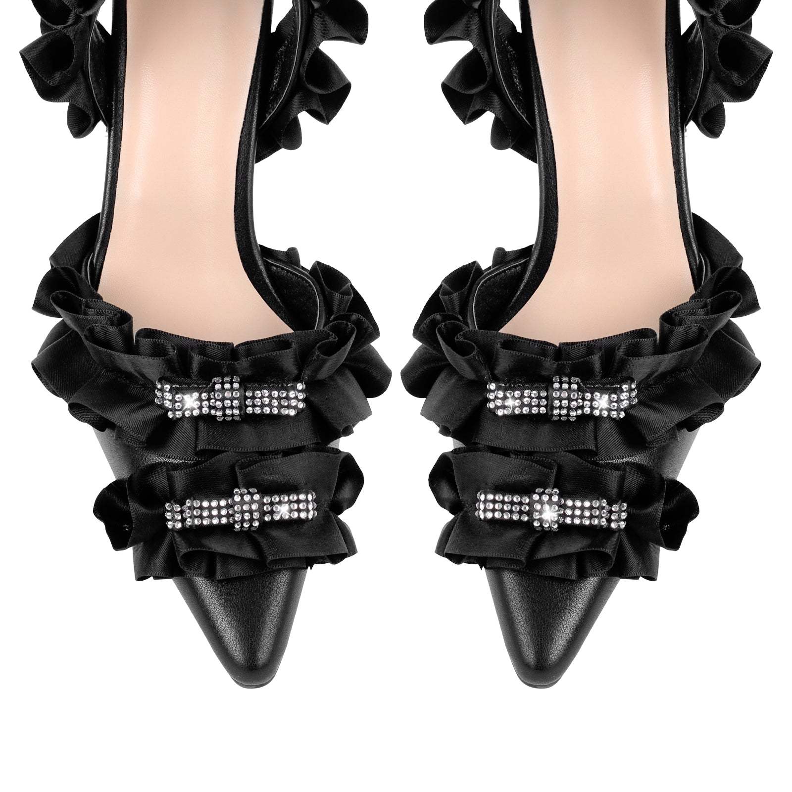 Slingbacks Absatzschuhe High Heels Abendschuhe Seide Strass