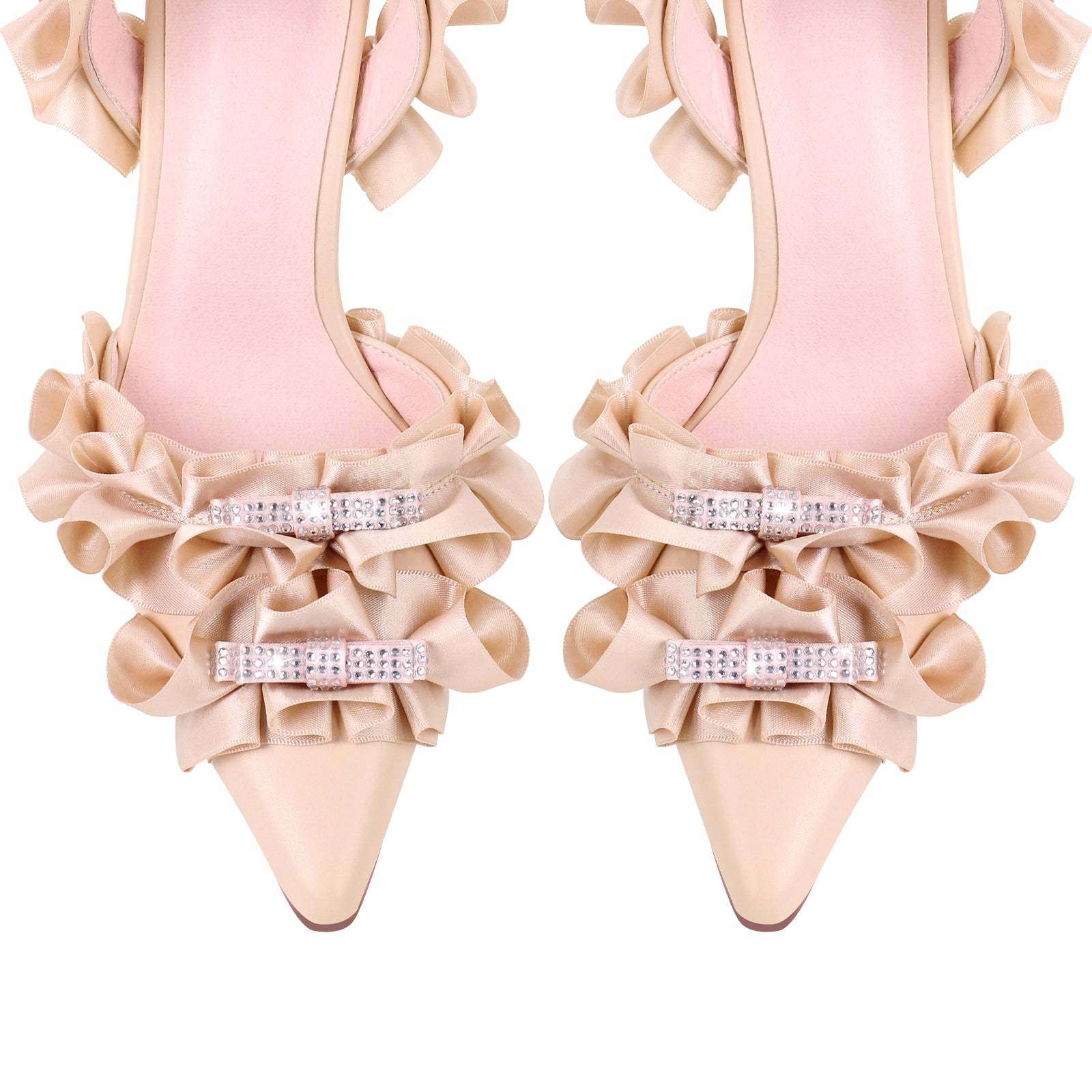 Slingbacks Absatzschuhe High Heels Abendschuhe Seide Strass