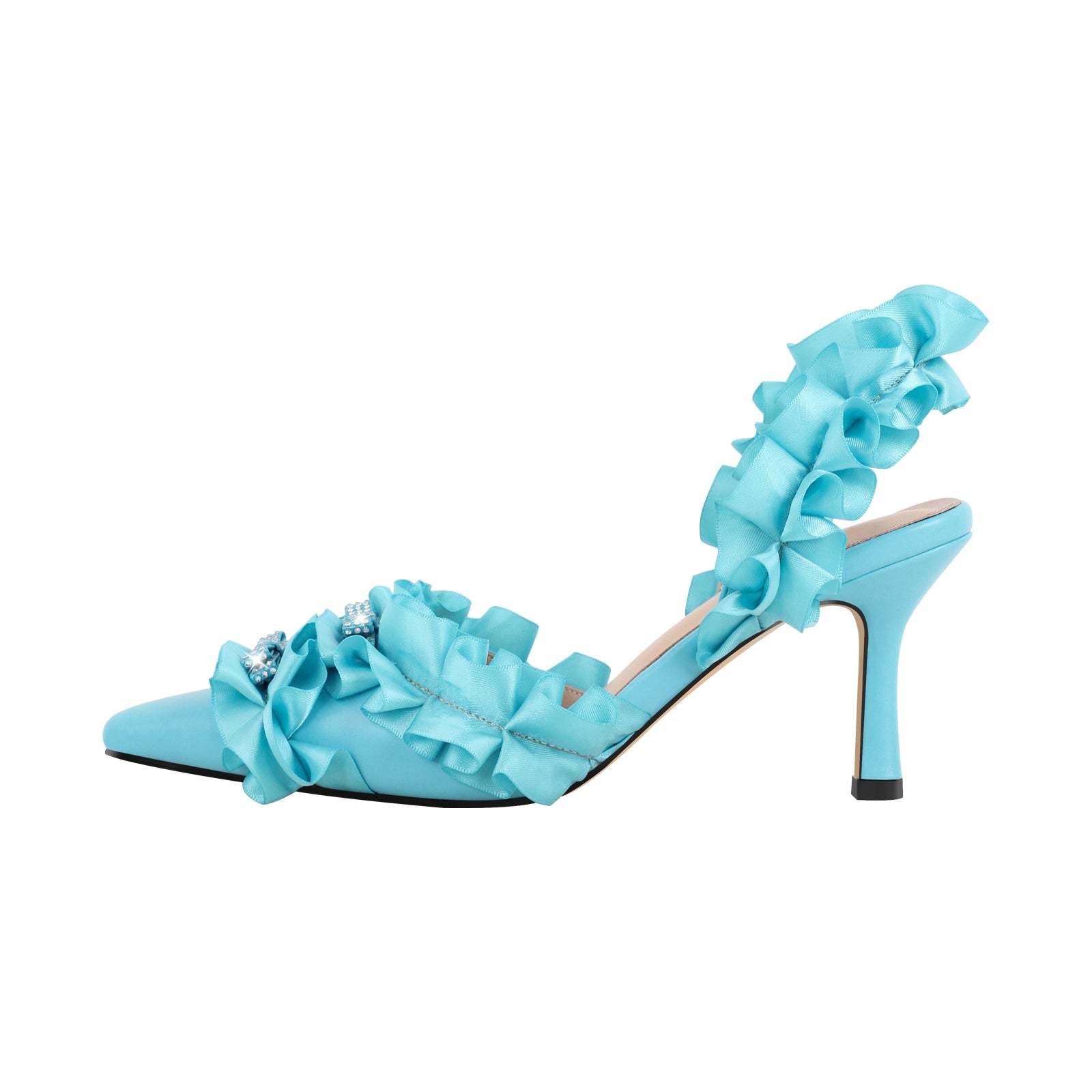 Slingbacks Absatzschuhe High Heels Abendschuhe Seide Strass