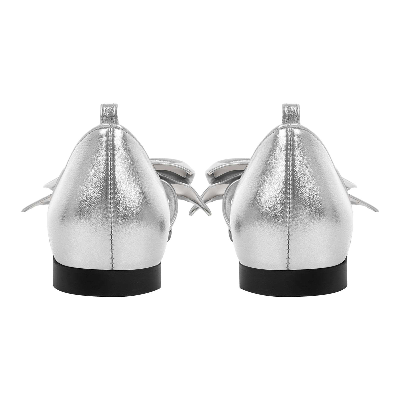 Flache Schuhe Sandalen mit Knöchelschnallen Schleife Lack