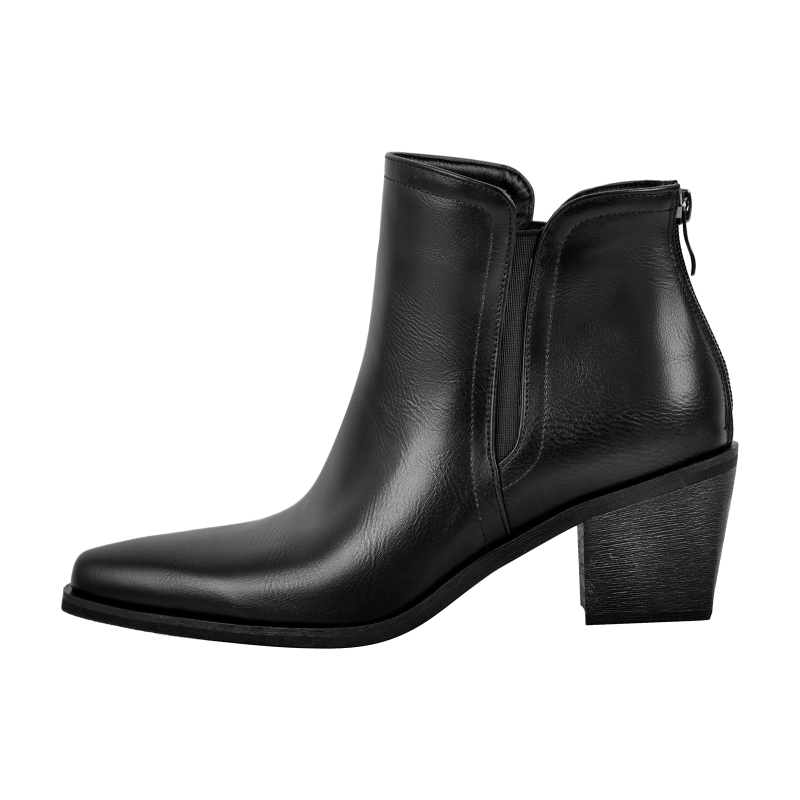 Chelsea Boot Spitze Zehen Knöchelstiefel Blockabsatz Reißverschluss