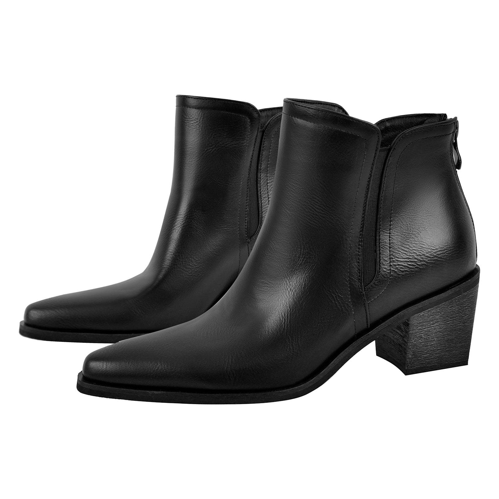 Chelsea Boot Spitze Zehen Knöchelstiefel Blockabsatz Reißverschluss