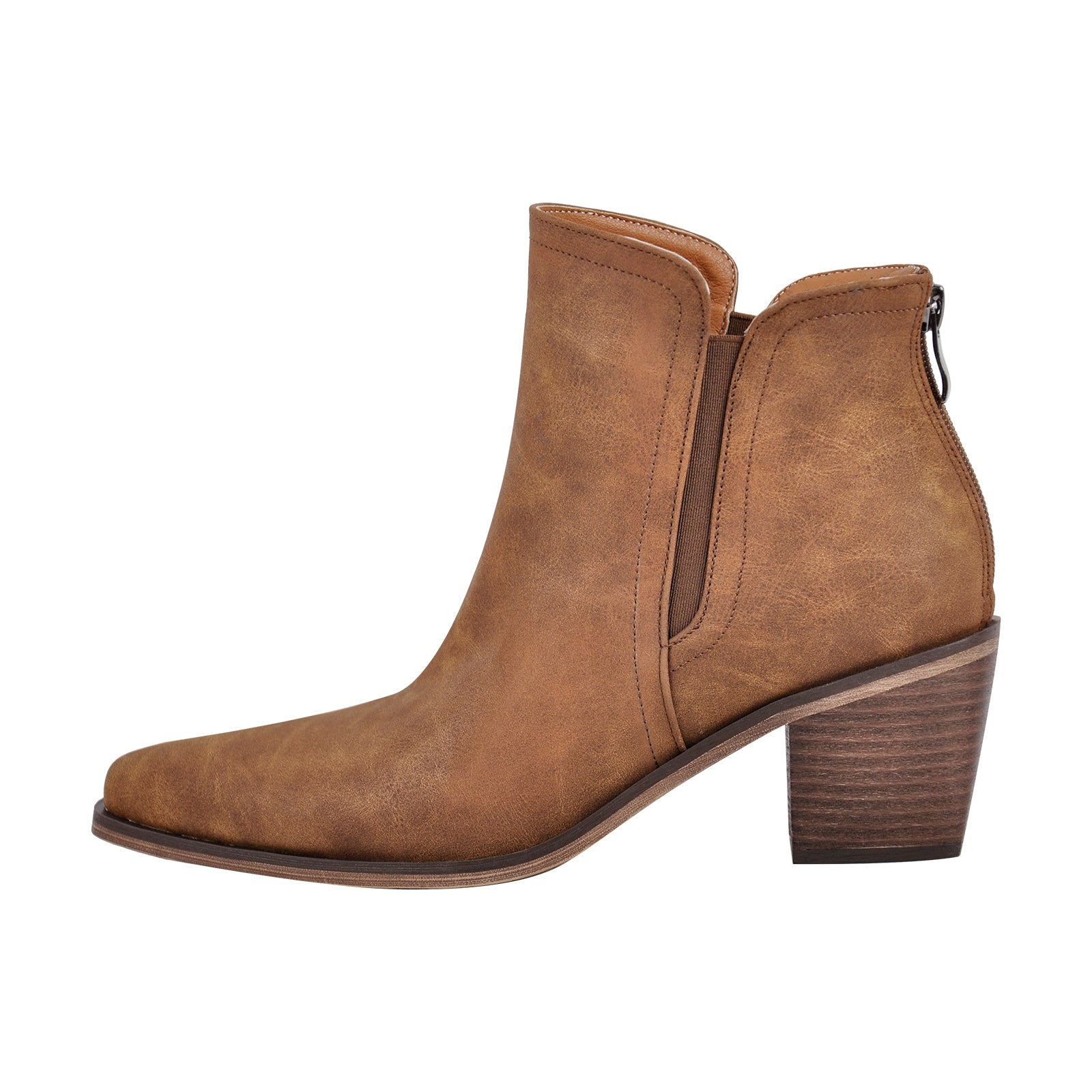 Chelsea Boot Spitze Zehen Knöchelstiefel Blockabsatz Reißverschluss