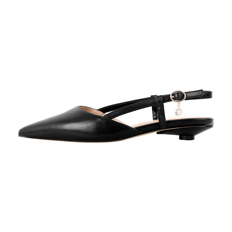 Runde Ferse spitze Zehe Slingback Flats