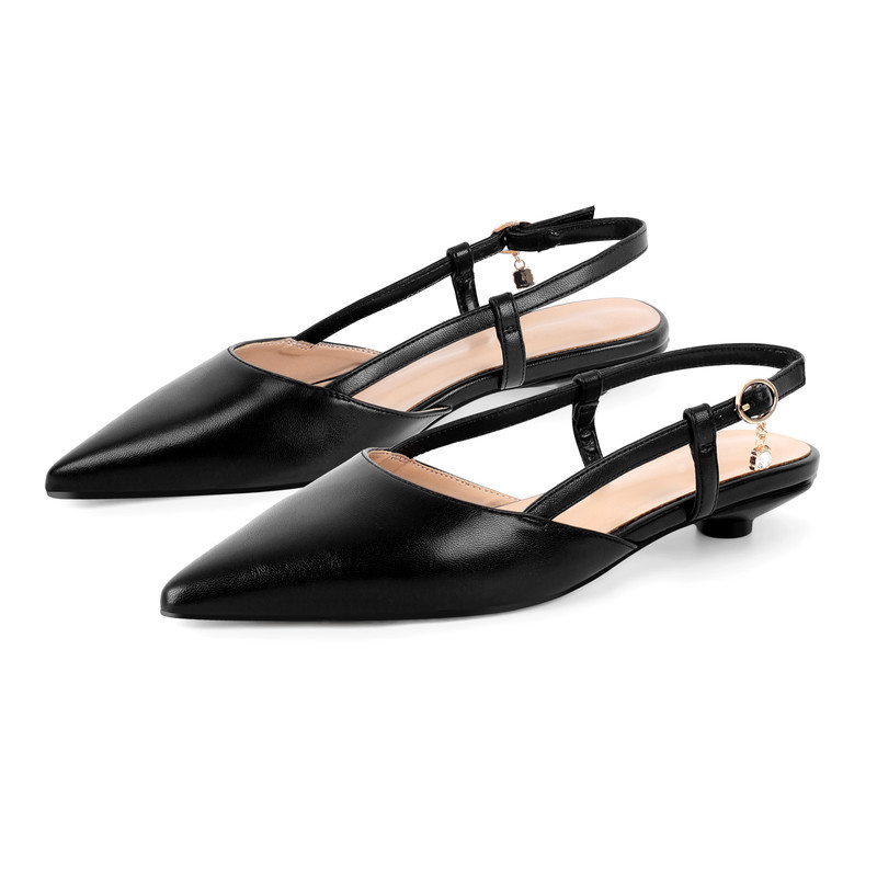 Runde Ferse spitze Zehe Slingback Flats