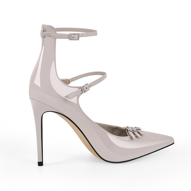 Multischnallen Stiletto Knöchel Pumps spitze Zehe