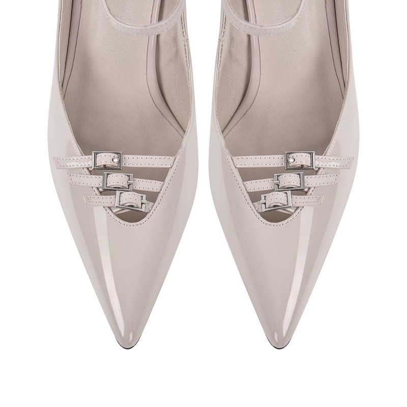 Multischnallen Stiletto Knöchel Pumps spitze Zehe