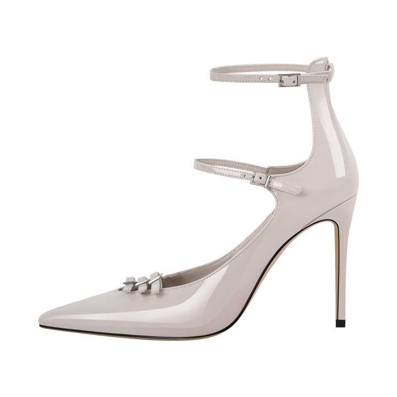 Multischnallen Stiletto Knöchel Pumps spitze Zehe