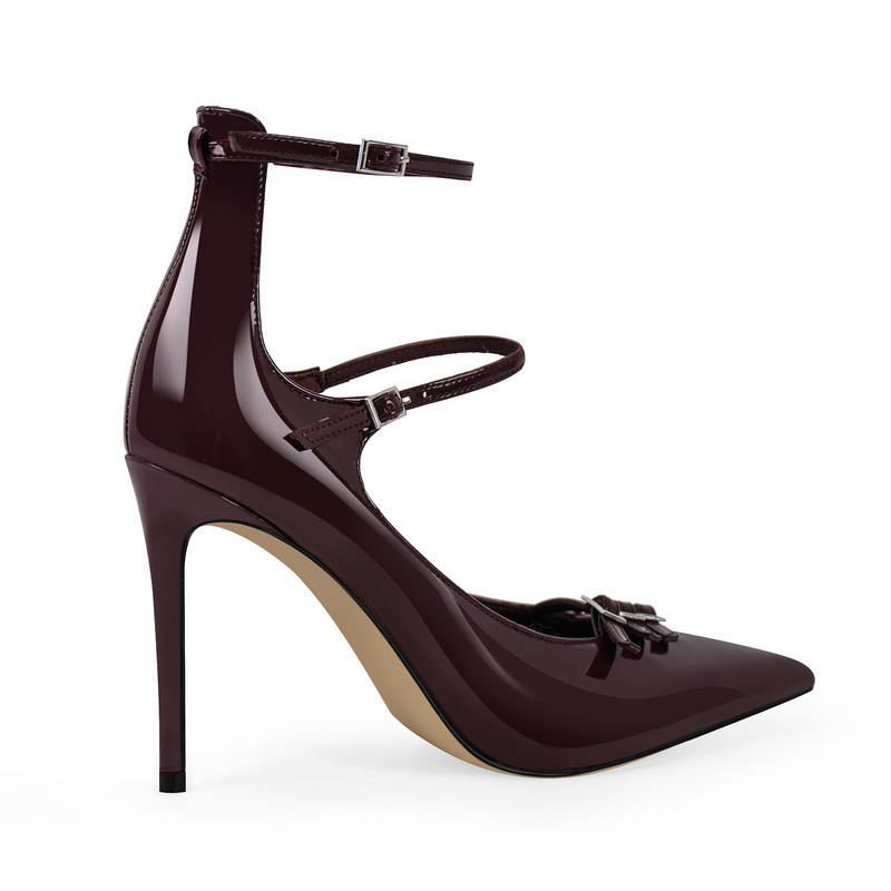 Multischnallen Stiletto Knöchel Pumps spitze Zehe