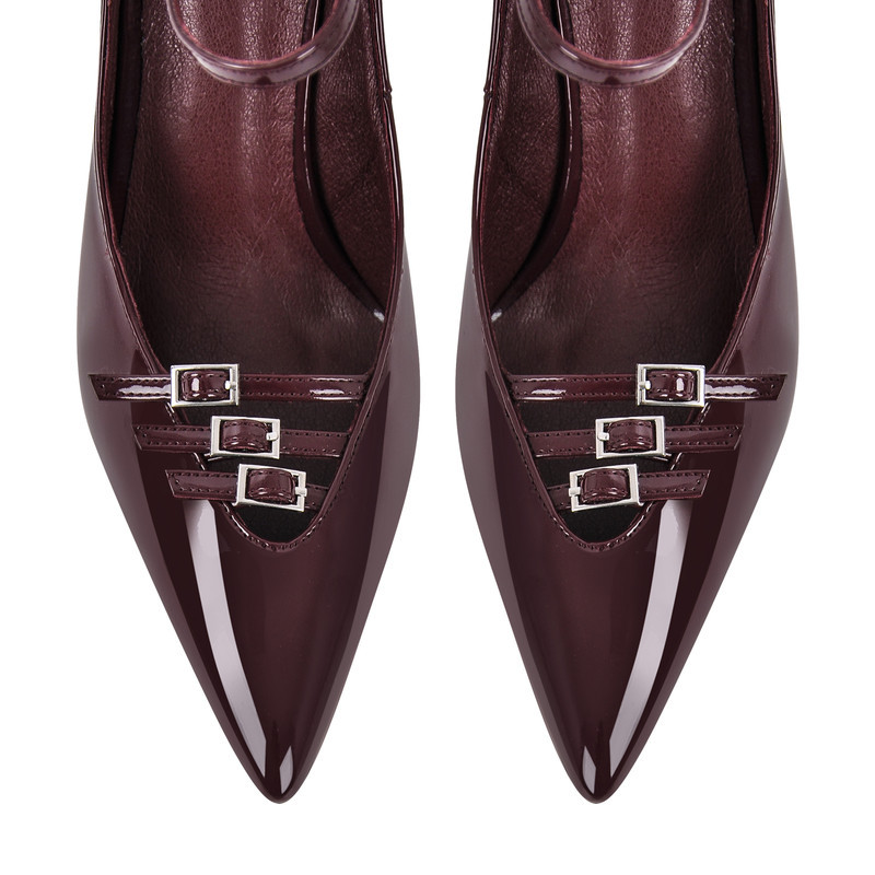 Multischnallen Stiletto Knöchel Pumps spitze Zehe