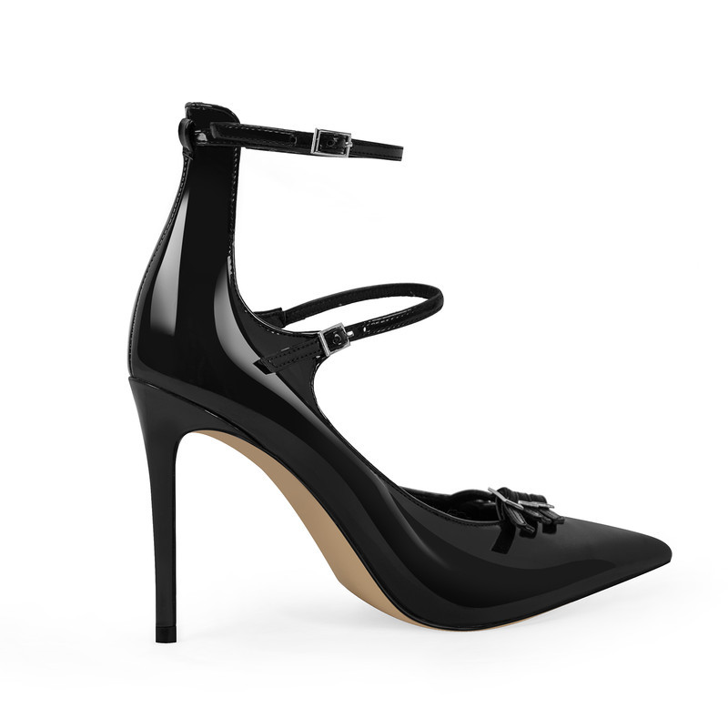 Multischnallen Stiletto Knöchel Pumps spitze Zehe