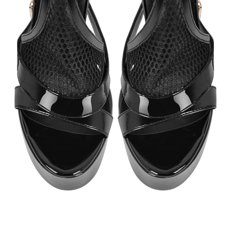 Mesh Schnalle Knöchelriemen Plattform Stiletto Sandalen