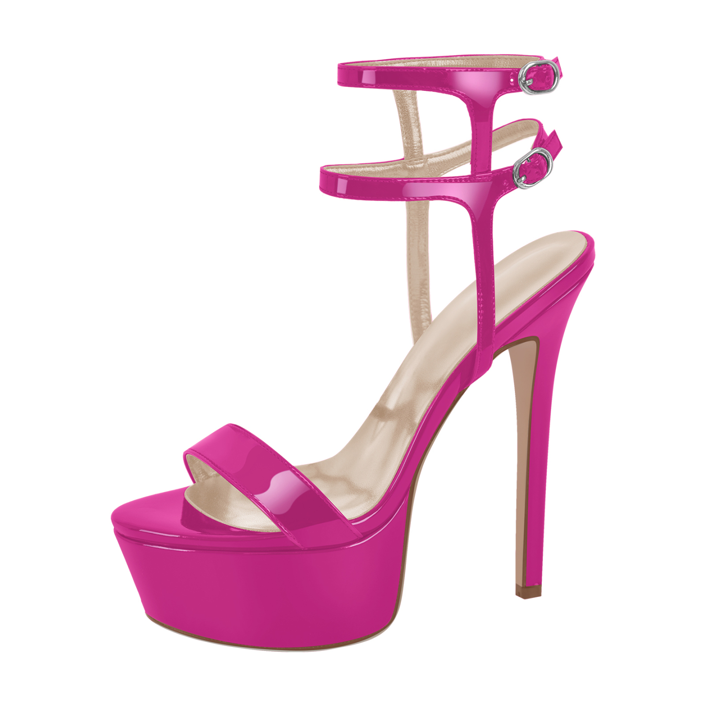 Plateau Knöchel Doppelriemen Stiletto Sandalen