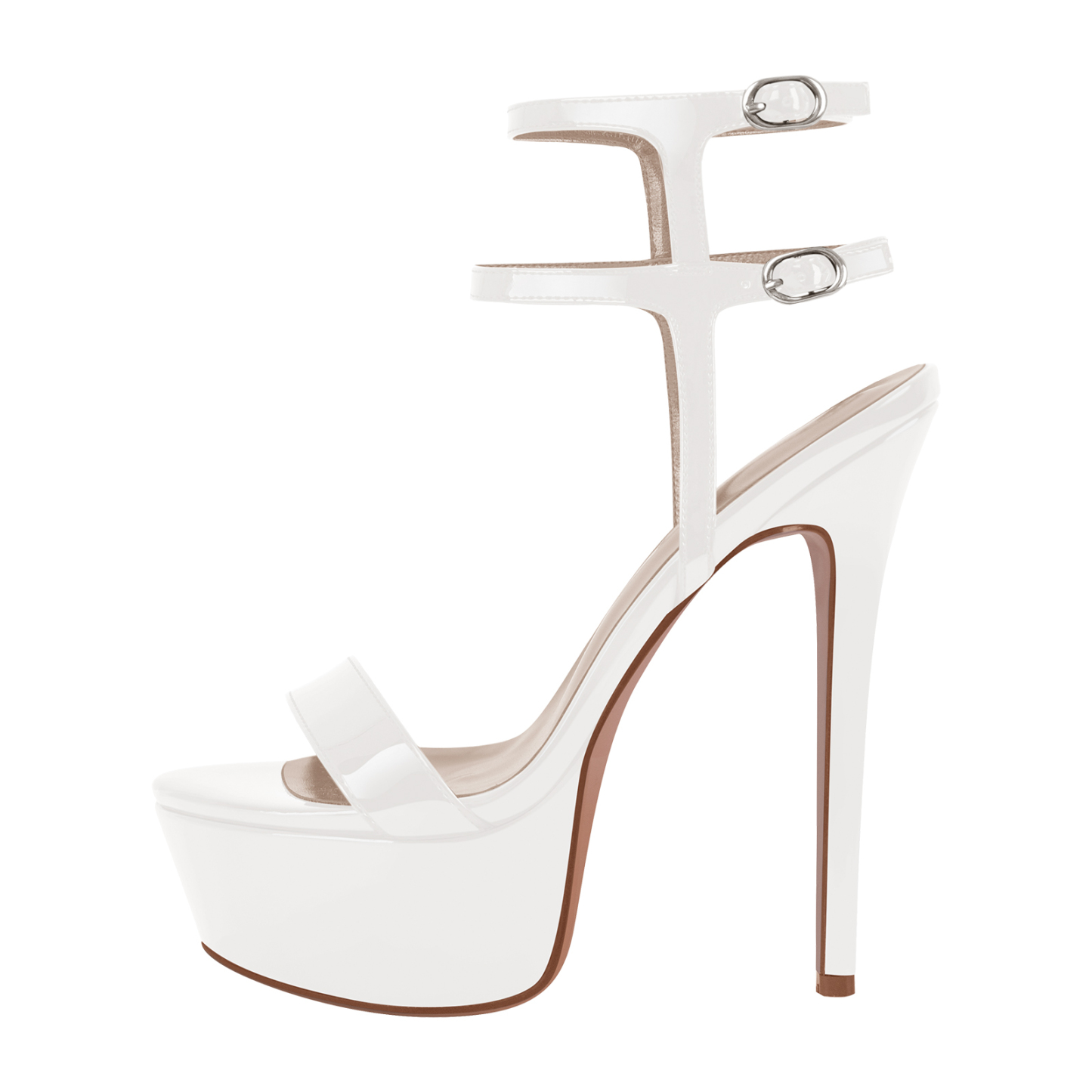 Plateau Knöchel Doppelriemen Stiletto Sandalen