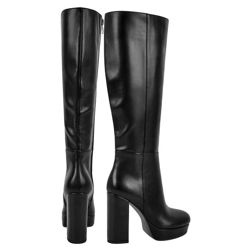 Round Toe Tragekomfort Langschaftstiefel Chunky Heel