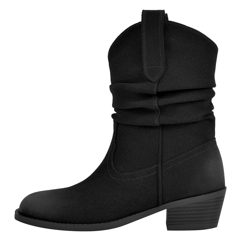 Suede Cowboy Knöchelstiefel Runder Zehenbereich Chunky Heel