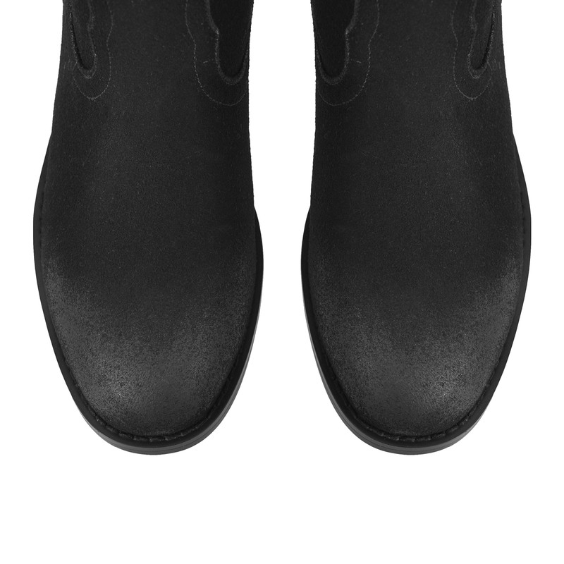 Suede Cowboy Knöchelstiefel Runder Zehenbereich Chunky Heel