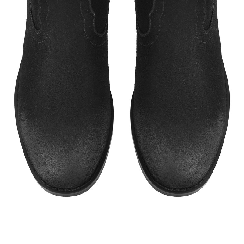 Suede Cowboy Knöchelstiefel Runder Zehenbereich Chunky Heel