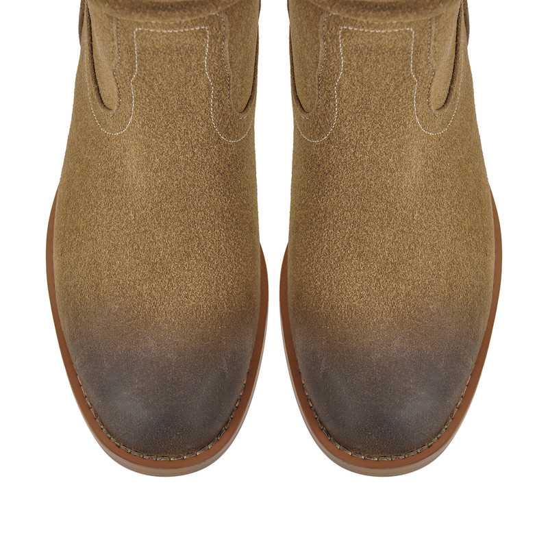 Suede Cowboy Knöchelstiefel Runder Zehenbereich Chunky Heel