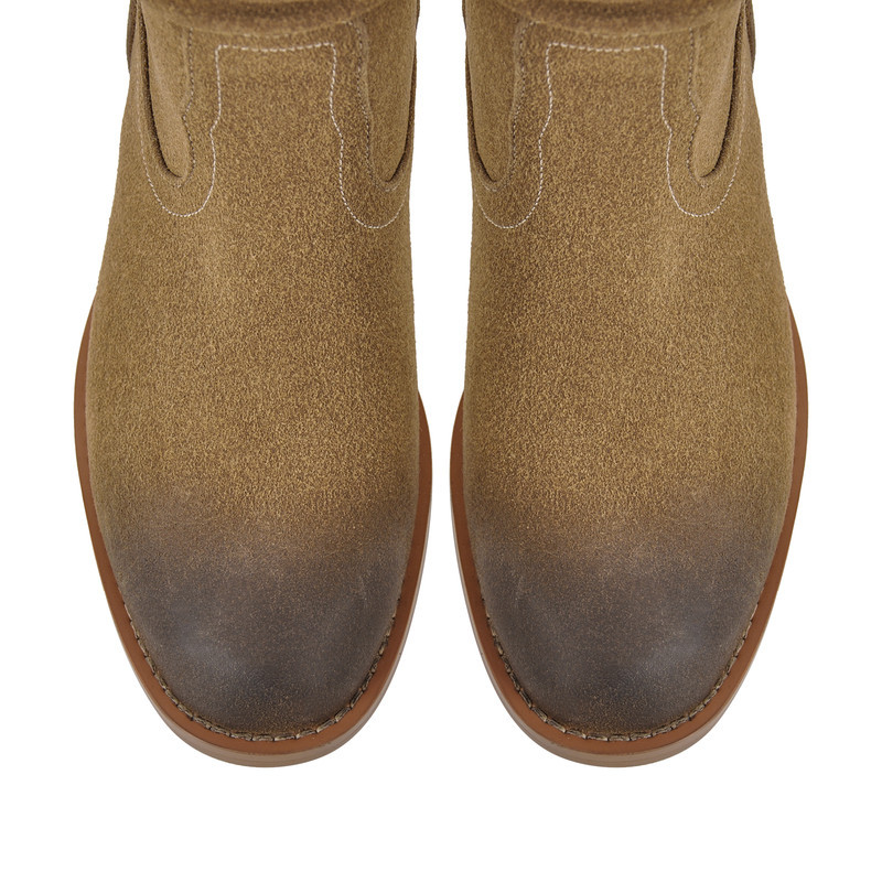 Suede Cowboy Knöchelstiefel Runder Zehenbereich Chunky Heel