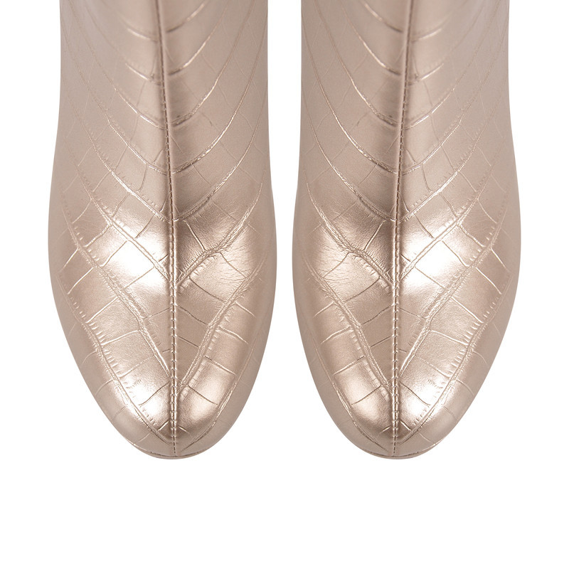 Round Toe Plateau Knee Stiefel klobiger Absatz