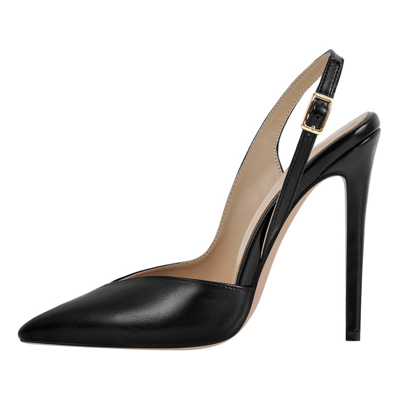 Spitz zulaufende seitlich angeschnittene Stiletto Slingback Pumps