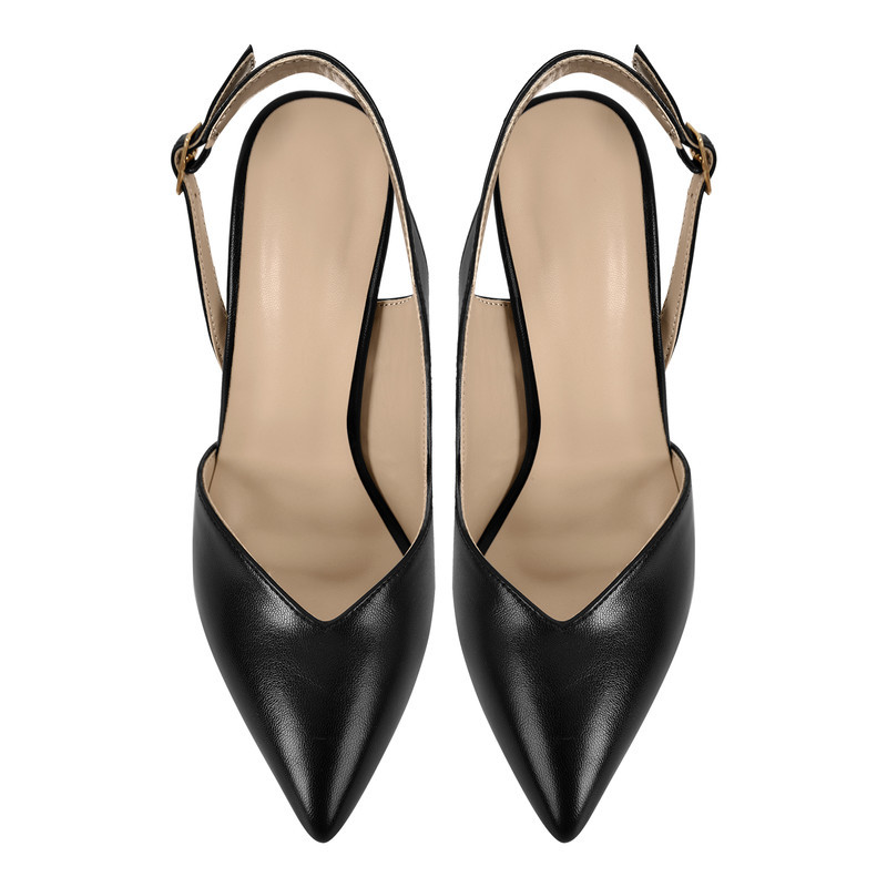 Spitz zulaufende seitlich angeschnittene Stiletto Slingback Pumps