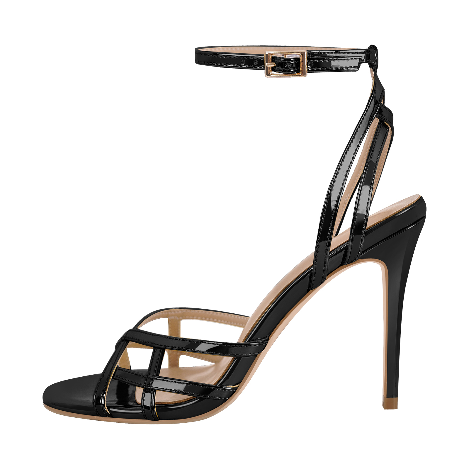 Round Toe Schnalle Fesselriemen Stiletto Sandals