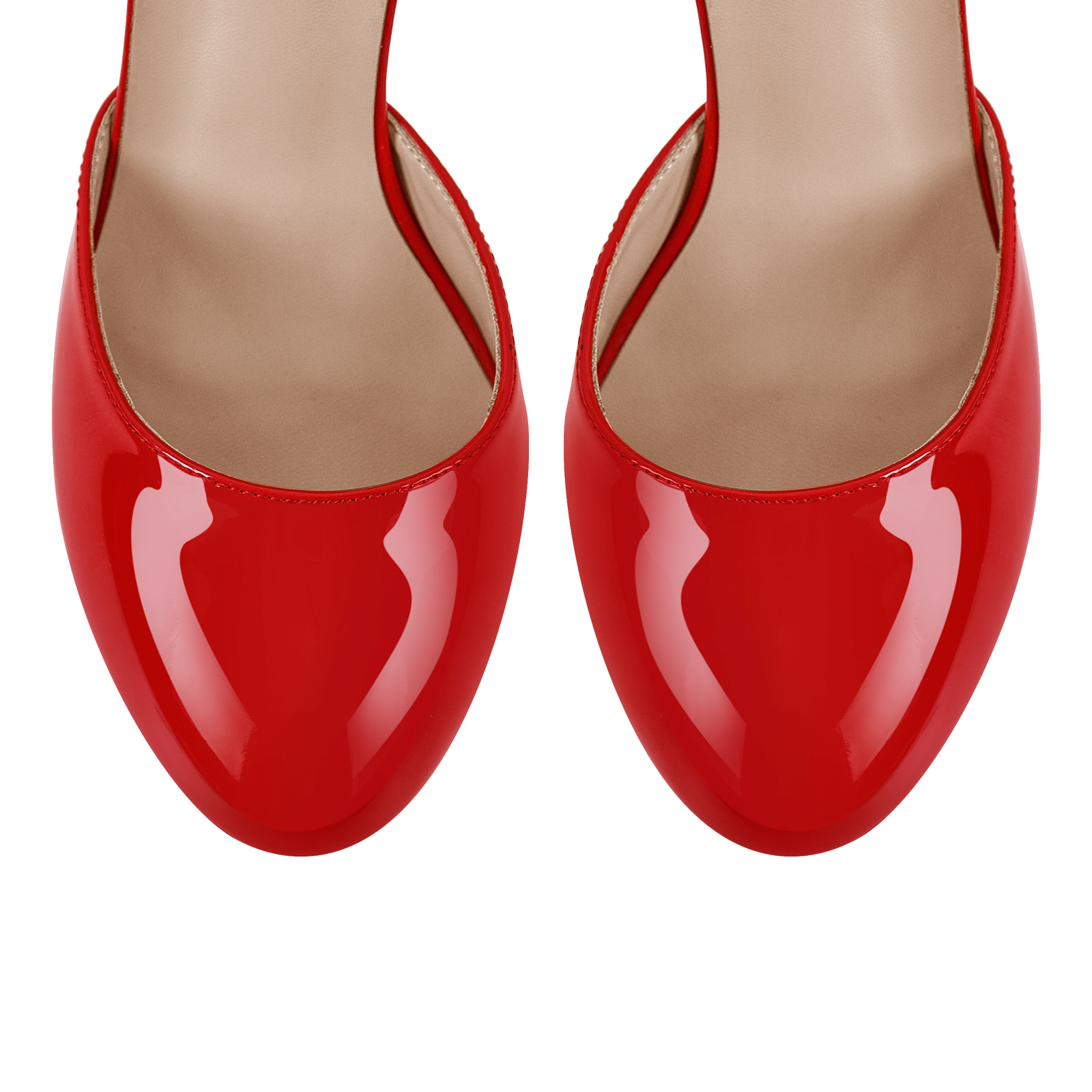 Rounde Zehenpartie Plattform Knöchelriemen Stiletto Pumps