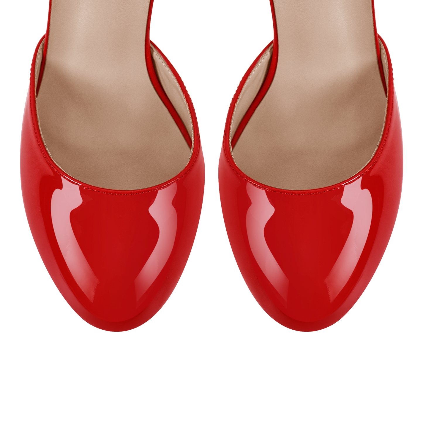 Rounde Zehenpartie Plattform Knöchelriemen Stiletto Pumps