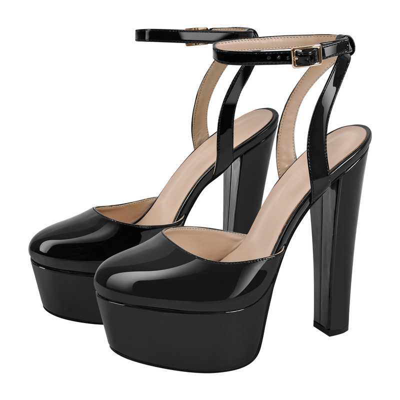 Plateau Slingback Pumps mit klobigem Absatz und Riemchen