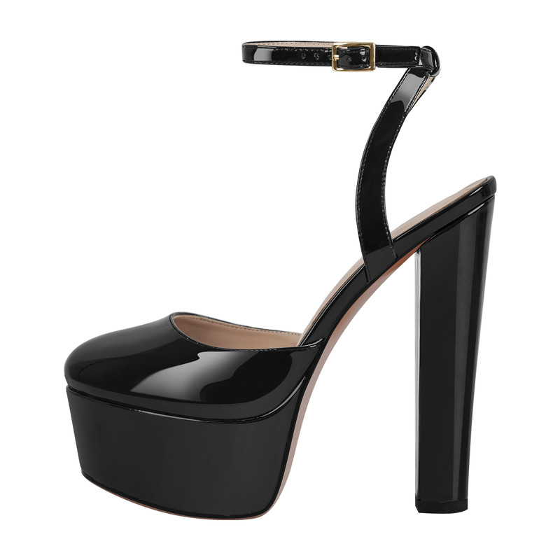 Plateau Slingback Pumps mit klobigem Absatz und Riemchen