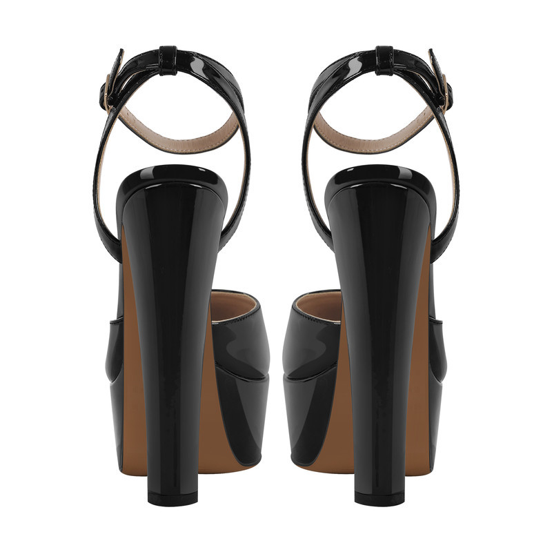 Plateau Slingback Pumps mit klobigem Absatz und Riemchen