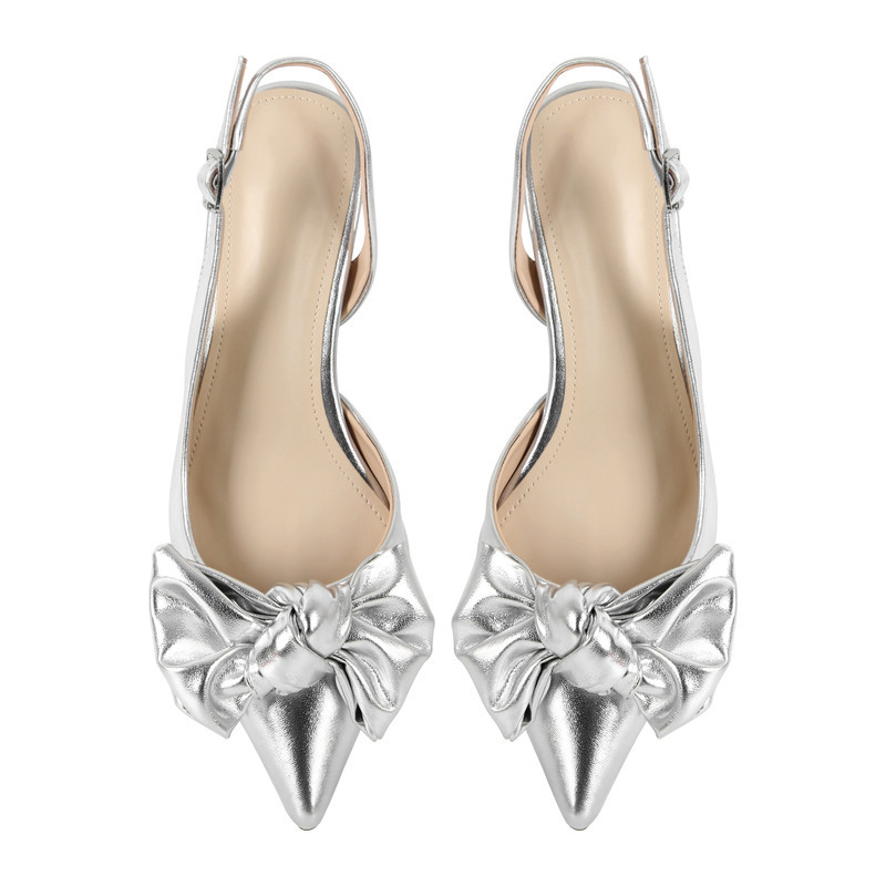 Spitze Zehenpartie Schleife Kittenabsatz Slingpumps