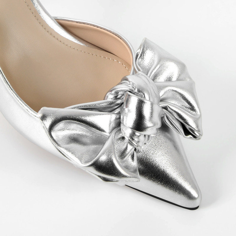 Spitze Zehenpartie Schleife Kittenabsatz Slingpumps