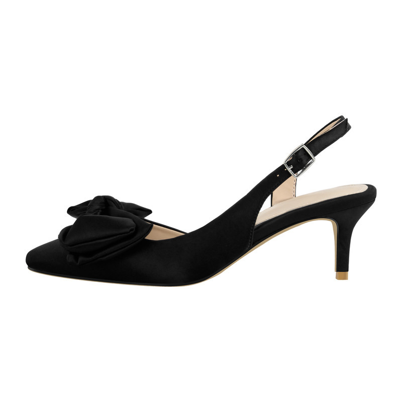Spitze Zehenpartie Schleife Kittenabsatz Slingpumps