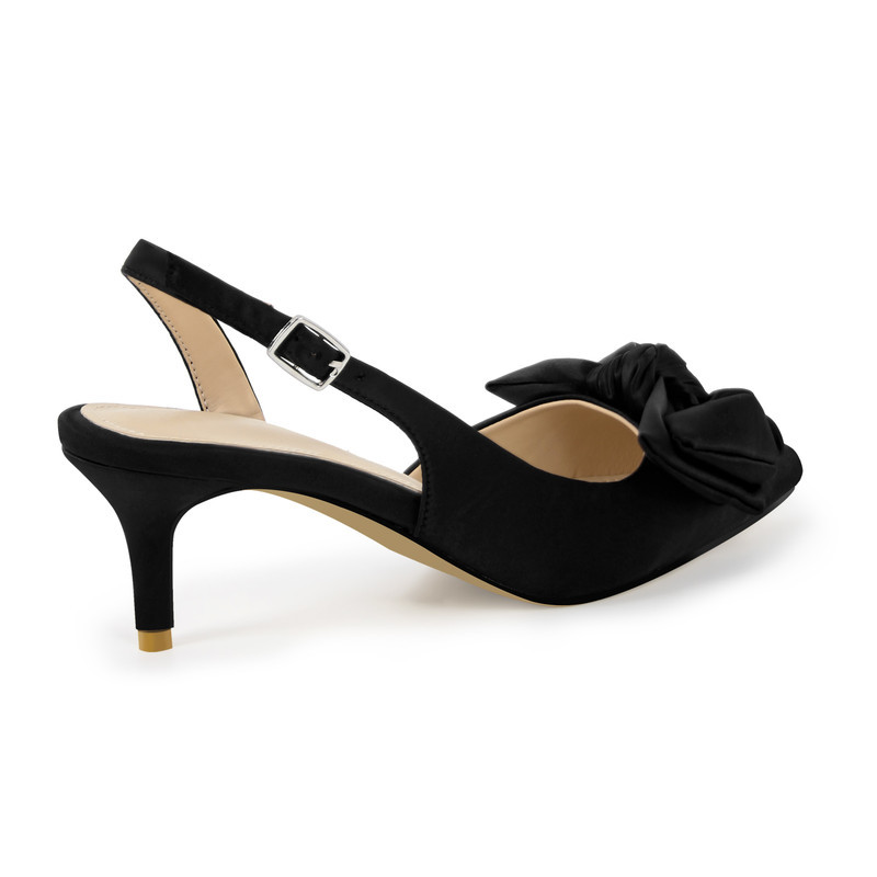 Spitze Zehenpartie Schleife Kittenabsatz Slingpumps