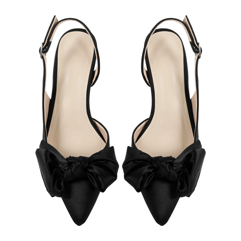 Spitze Zehenpartie Schleife Kittenabsatz Slingpumps