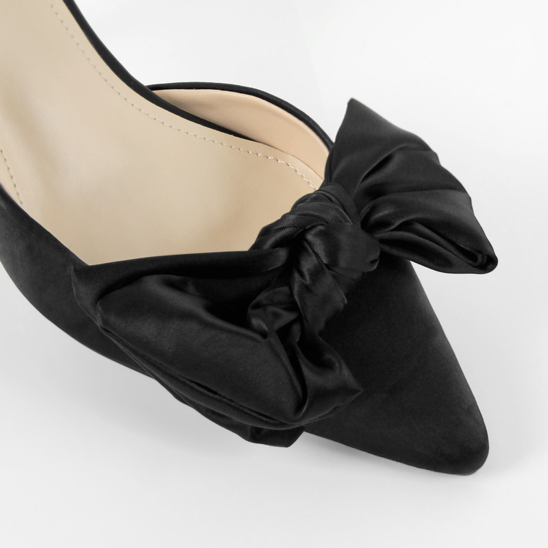 Spitze Zehenpartie Schleife Kittenabsatz Slingpumps