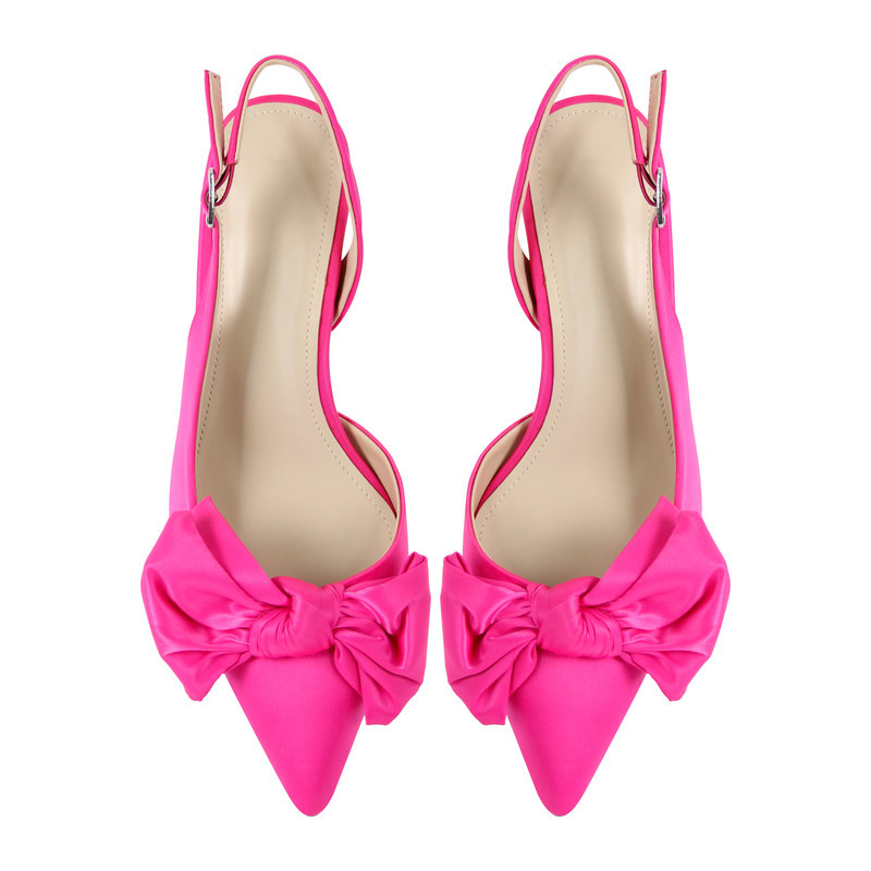 Spitze Zehenpartie Schleife Kittenabsatz Slingpumps