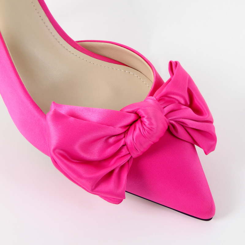 Spitze Zehenpartie Schleife Kittenabsatz Slingpumps