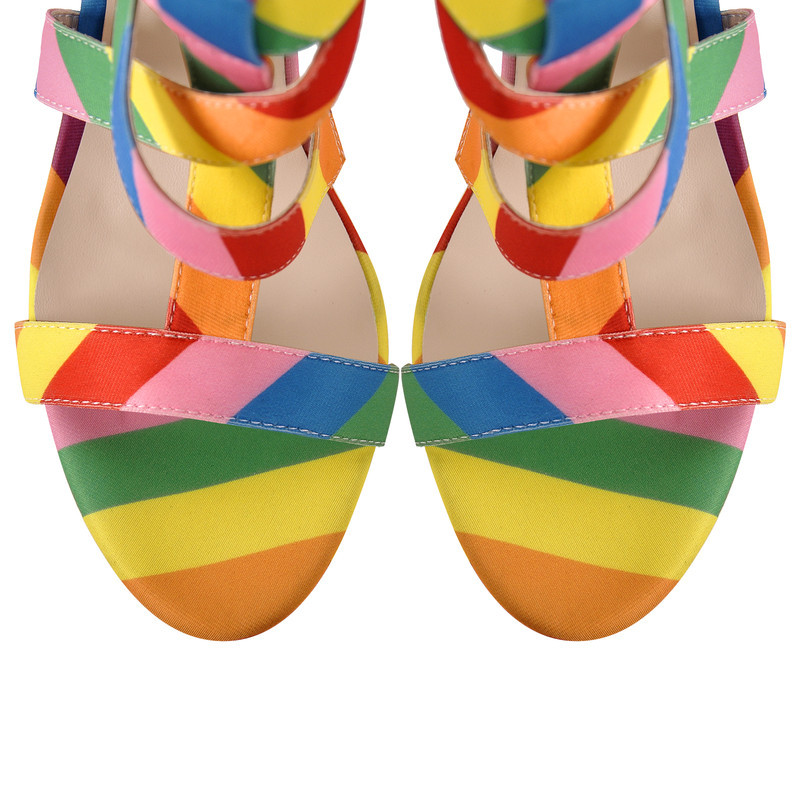 Sandalen mit Plateau Gladiator Riemen und dickem Absatz