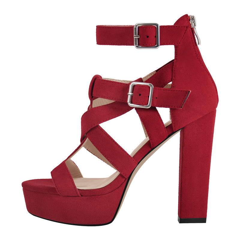 Sandalen mit Plateau Gladiator Riemen und dickem Absatz