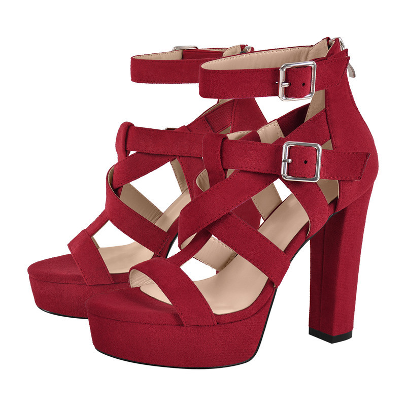Sandalen mit Plateau Gladiator Riemen und dickem Absatz