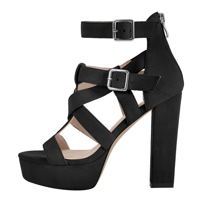Sandalen mit Plateau Gladiator Riemen und dickem Absatz