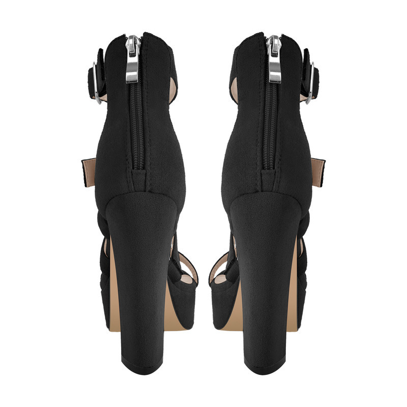 Sandalen mit Plateau Gladiator Riemen und dickem Absatz