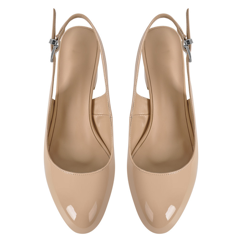 Round Toe klobiger Absatz einfacher Slingpumps