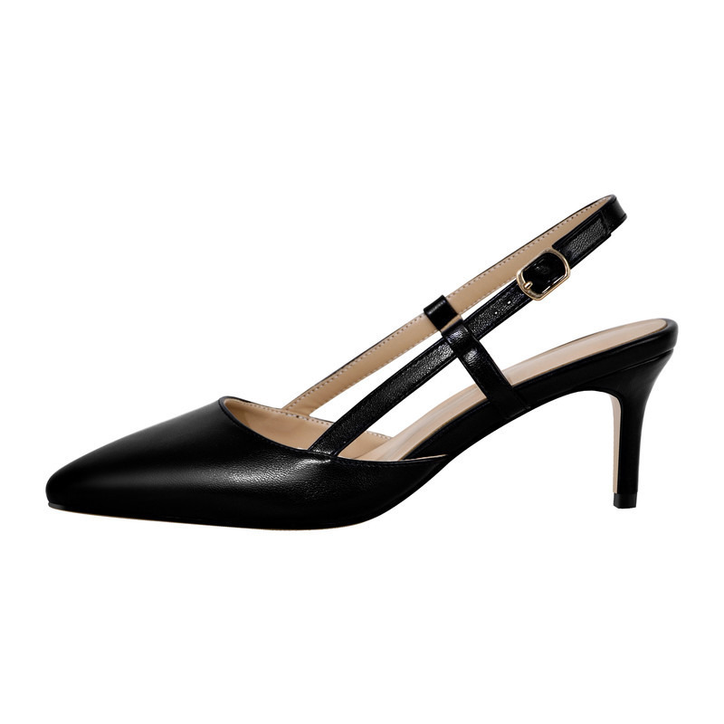 Kitten Heel verzierte Schnallen schlichte spitze Slingpumps